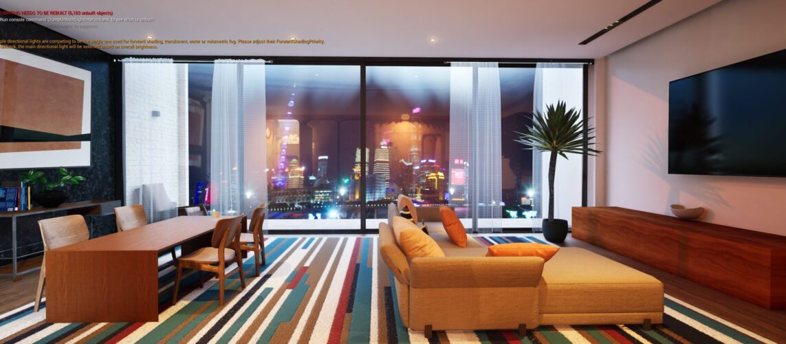 AI-generated modern living room render