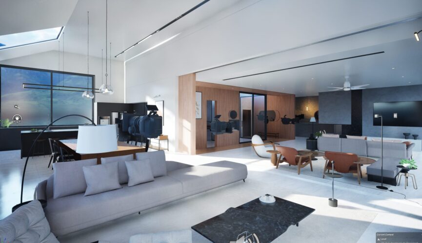 AI-generated modern living room render