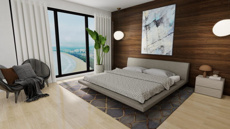 AI-generated modern living room render