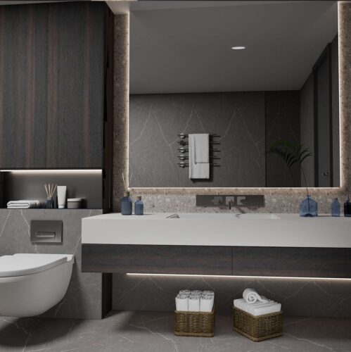 AI-generated modern living room render
