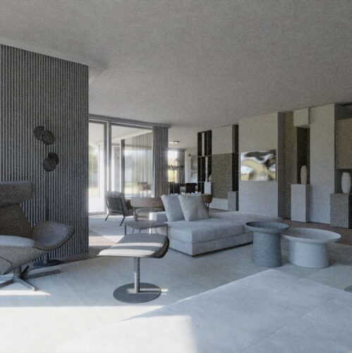 AI-generated modern living room render